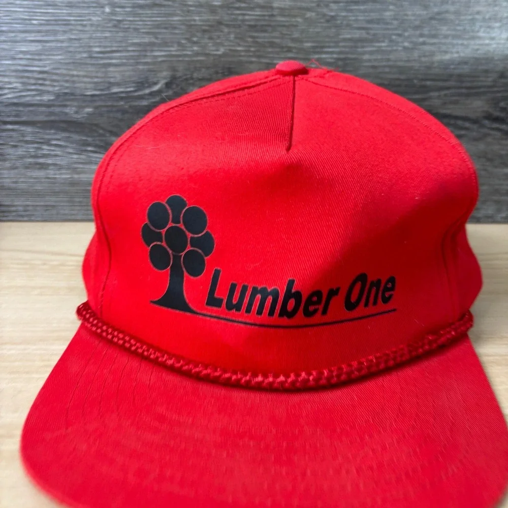 Vintage Lumber One Hat Cap Snap Back‎ Red Rope Trucker